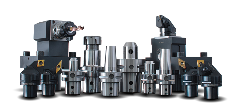 PSC-Polygonal-Group_800x375 A group of PSC Polygonal tool holders, live tooling and static tooling, arranged side by side on a white background.