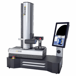 An E346BA model Presetter with a touchscreen display to the right, an interchangeable spindle in the center, and a camera used for precision measurement in industrial settings.