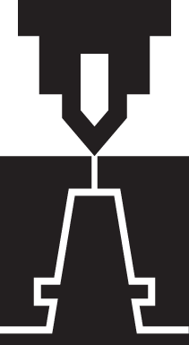 Black and white icon depicting molten material being injected into a metal mold representing Die/Mold.