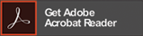 A rectangular button with the Adobe Acrobat logo on the left and the text Get Adobe Acrobat Reader on the right, set against a dark gray background.